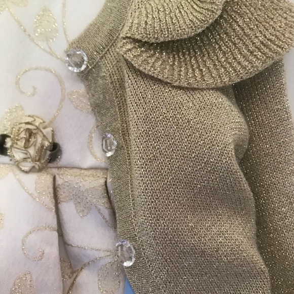 La Princess Gold Shimmer Sparkle Swiss Roses Dress - Picture 5 of 11